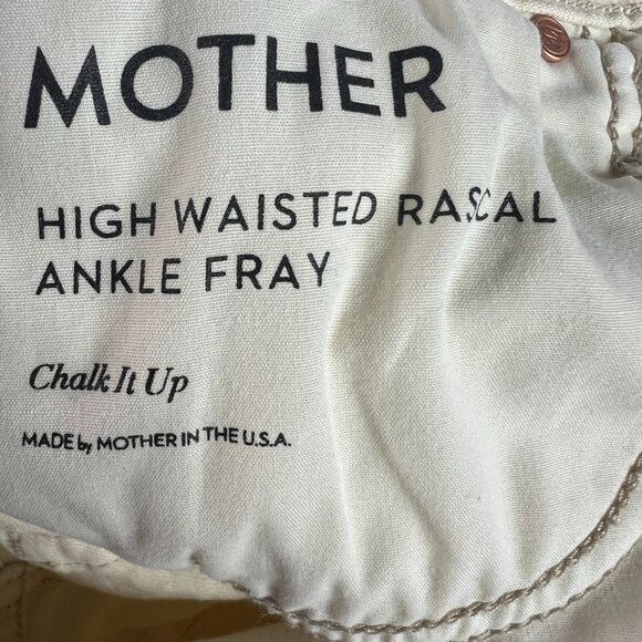 Mother Jean Women 27x26* High Waisted Rascal Ankle Fray Ivory White Denim Tag 27 - Picture 5 of 16